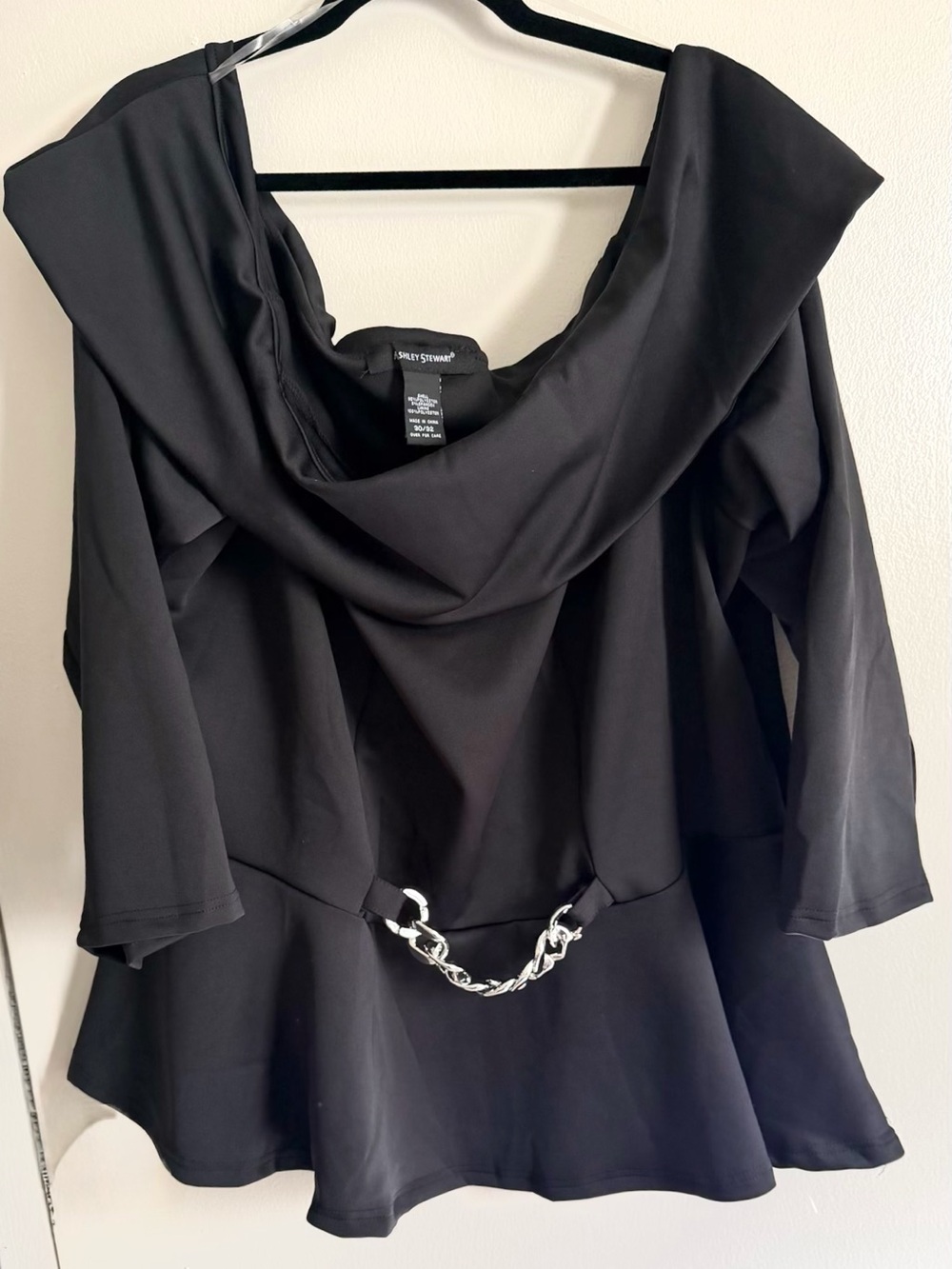 Black Draped Peplum Top